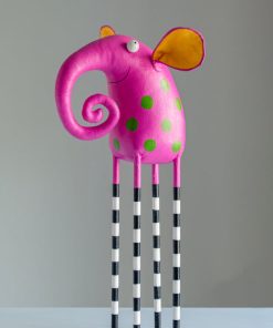 Handmade Big Pink Elephant Interior Sculpture, Home Decoration