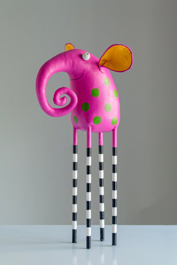Handmade Big Pink Elephant Interior Sculpture, Home Decoration
