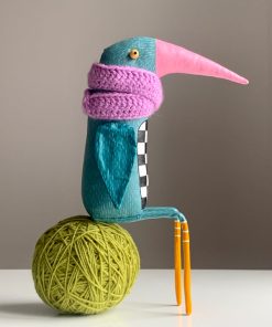 Bird in the violet scarf Interior Sculpture Unique gift for your home