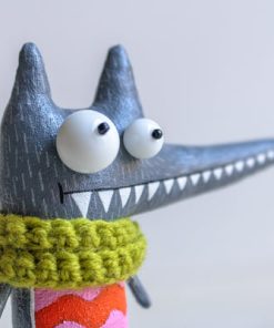 Maiky the Festive Wolf Handcrafted Collectible Interior Sculpture