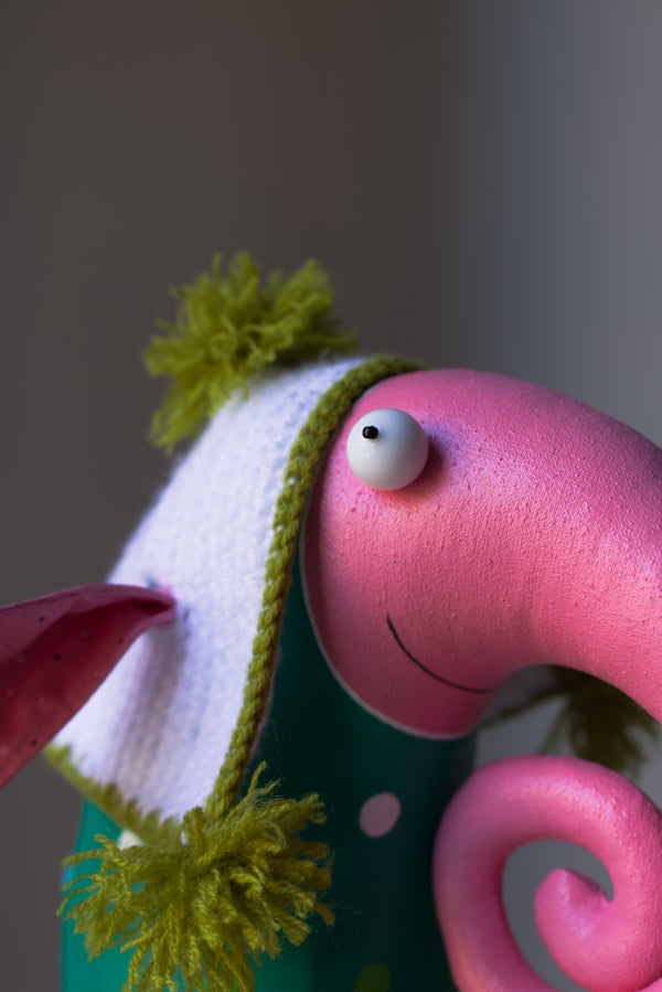 Handmade Elephant in the Knitted Hat Interior Sculpture - Image 3