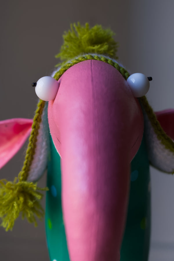 Handmade Elephant in the Knitted Hat Interior Sculpture - Image 4