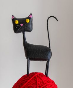 Handmade Lucky Cat Black Cat Sculpture