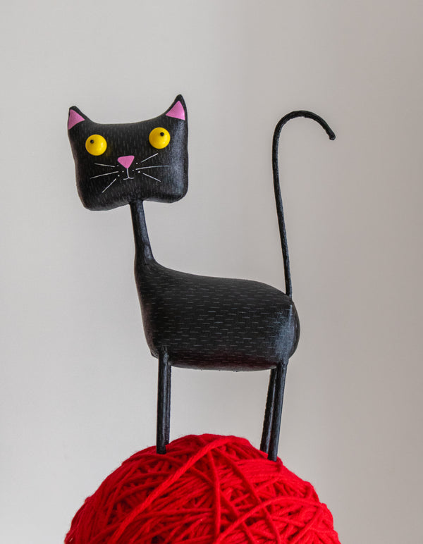 Handmade Lucky Cat Black Cat Sculpture