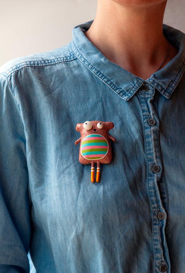 Handmade Little Bear Brooch - Image 3