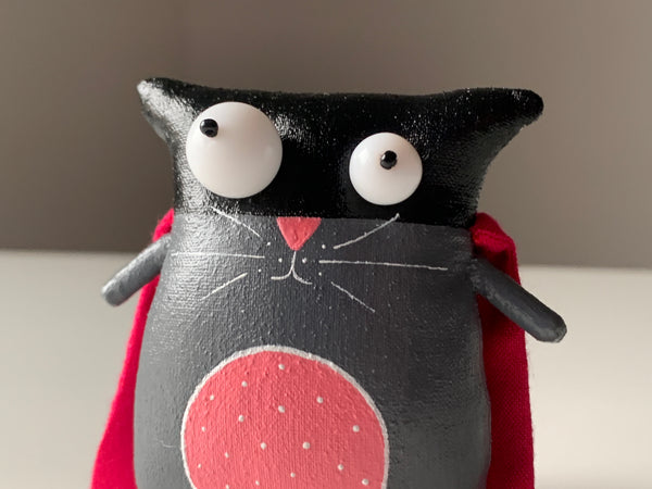 Handmade Black Fat Cat Brooch - Image 2