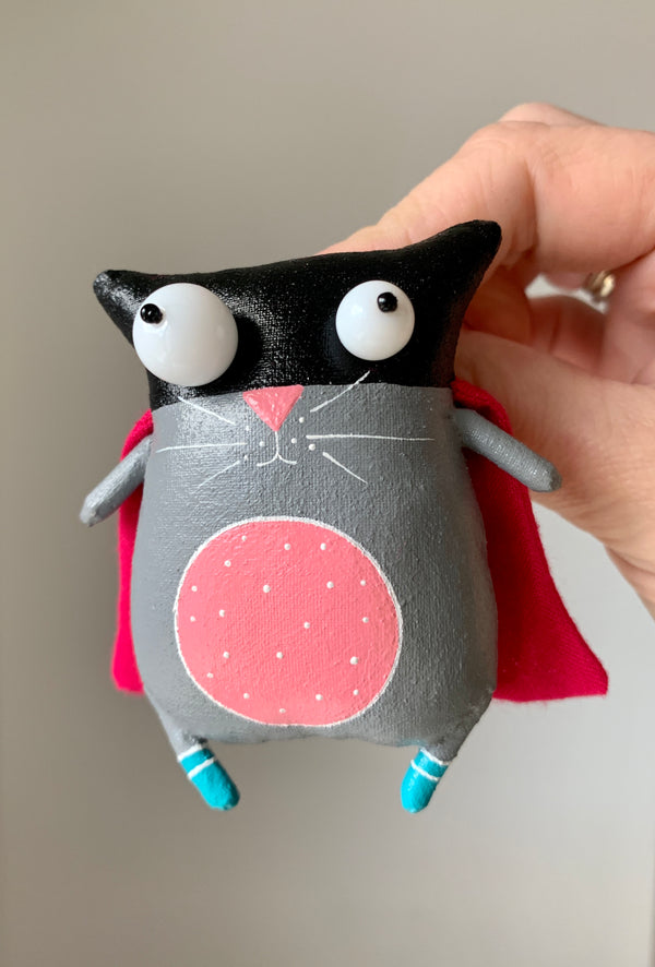Handmade Black Fat Cat Brooch - Image 3