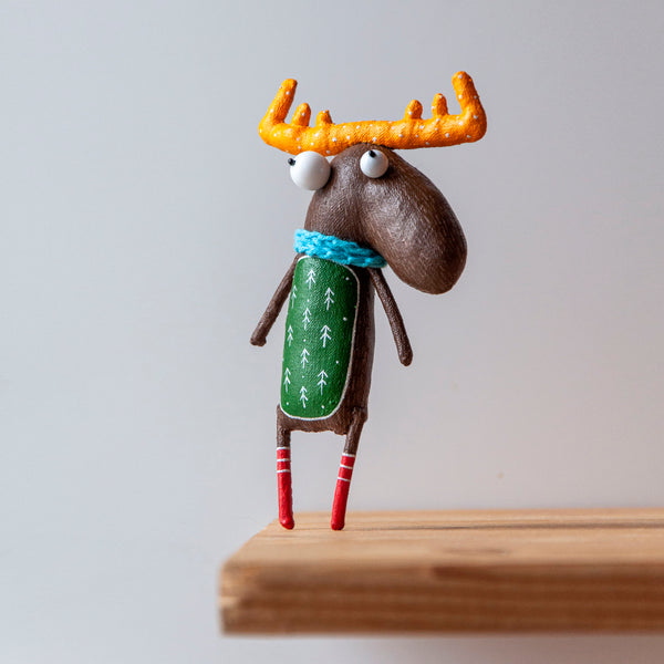 Handmade Winter Moose Large Unique Brooch - Image 2
