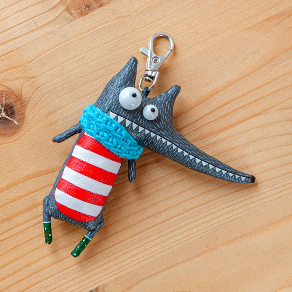 Handmade Little Wolf in the Knitted Scarf Keychain - Image 2