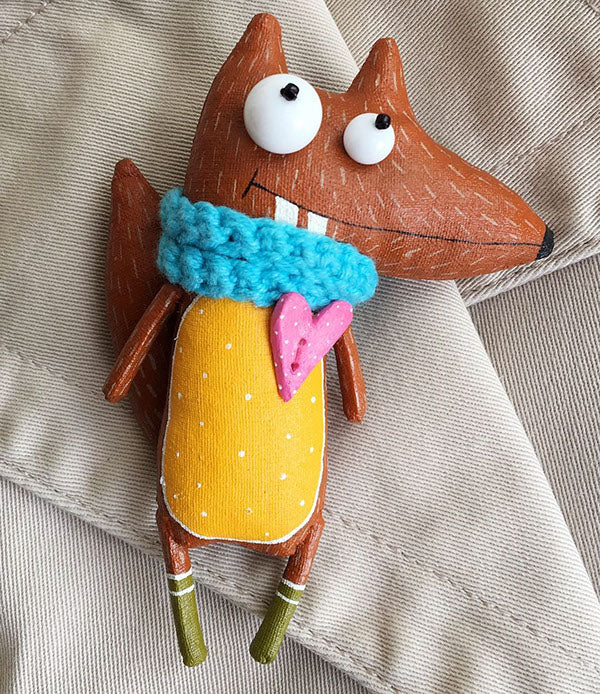 Handmade Smart Squirrel, Brooch